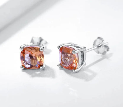 Lab-Created Cushion Cut Gemstone Earrings