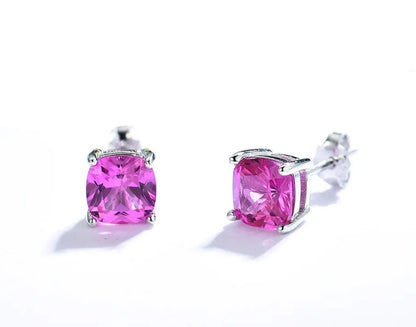 Lab-Created Cushion Cut Gemstone Earrings