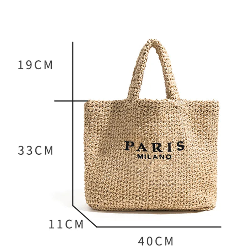 Paris To Milano Large Woven Straw Tote