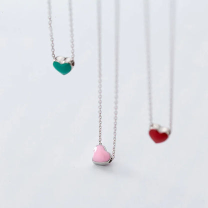 Amante's Enamel Heart Necklace