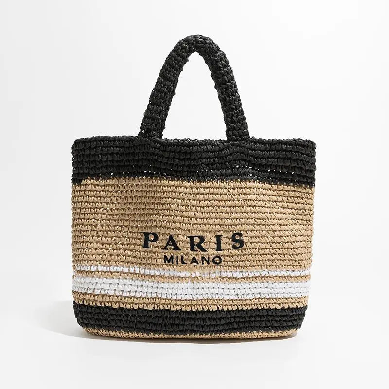 Paris To Milano Large Woven Straw Tote