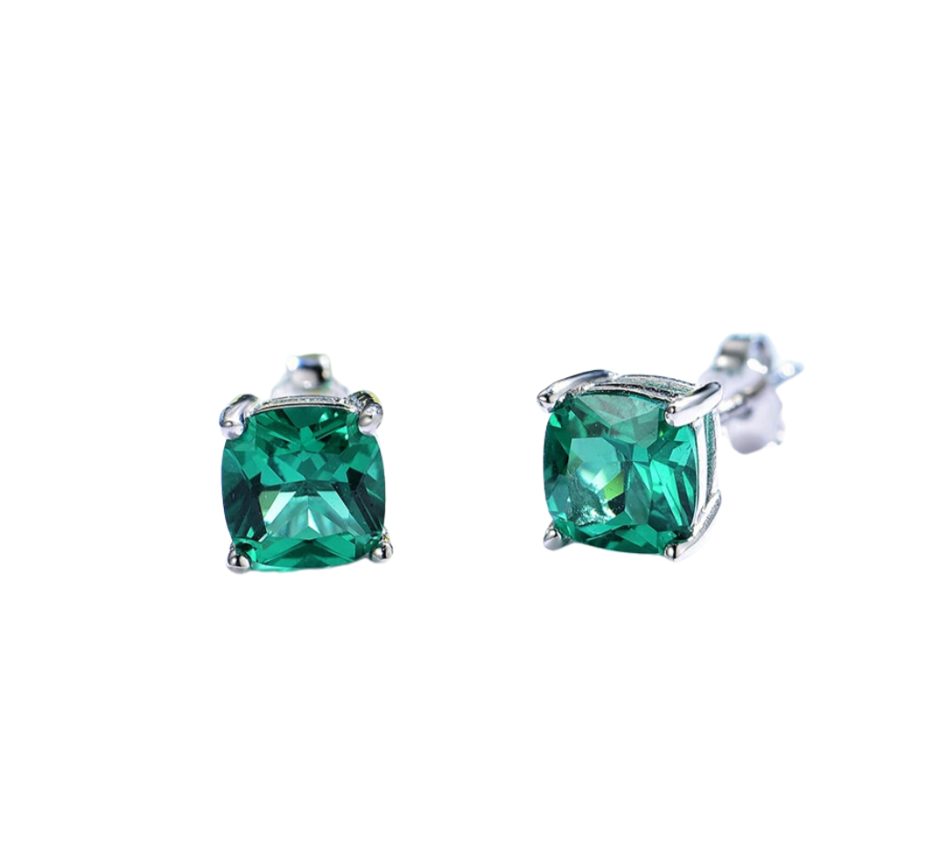 Lab-Created Cushion Cut Gemstone Earrings